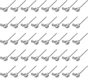 [TEHAUX] 100pcs Ball Ear Blank Ornaments Decked Accessories Circle Earrings DIY Earring Posts Stainless Steel Studs for Women Post Back Closure Earrings Stainless Steel Silver