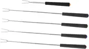 Totority 5Pcs Telescoping BBQ Skewers with Plastic Handles Extendable Roasting Forks for Campfire Outdoor BBQ and Picnic Grilling