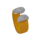 10 mm Flat Leather Citron 925 Silver White Rhodium White Zircon Ring