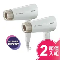 在飛比找PChome24h購物優惠-達新牌 110/220V國際雙電壓摺疊吹風機(白色超值二入組