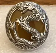 BALI LEGACY Honey Jade (D) Dragon Ring size 10 in Sterling Silver 53.85 ctw