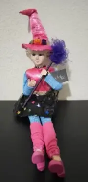NEW! Halloween Elf Shelf Sitter Posable Decor Nicole Miller Home Pink Blue
