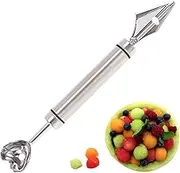 Fruit Carving Tools - Double-Headed Watermelon Cutter Scooper - Stainless Steel Spoon for Cantaloupe Ice Cream Sorbet Dessert Ball