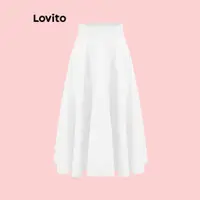 在飛比找蝦皮商城優惠-Lovito 女裝優雅縮褶短裙 LNL39004 (橘色/白