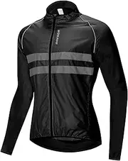 Oimzzr Reflective Long Sleeve Ycle Jersey Wind Coat Jacket Water- Windproof Sports Bike Cycling Running Jacket Black XL