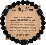 [YangQian] Beaded Bracelet for Men Women Bracelet Gifts for Him Her Christmas Birthday Gifts for Dads Husband Boyfriend Daughter Fiance Bf