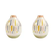 2x Urban Maldon Stripe 13cm Ceramic Flower Vase Home Decor Table Display Pot