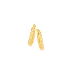 9ct Gold 15mm Diamond-cut Square Tube Hoop Earrings