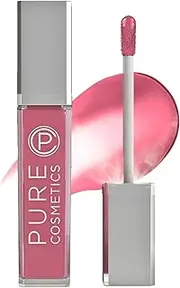 Pure Cosmetics Lip Gloss, Girl Crush - Hydrating & Ultra-Moisturizing Lip Makeup with Jojoba Oil, Sweet Almond Oil & Vitamin E, LED Applicator with Mirror, Cruelty-Free and Talc-Free