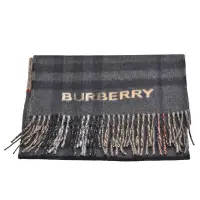 在飛比找Yahoo奇摩購物中心優惠-BURBERRY 經典雙色格紋喀什米爾羊毛流蘇圍巾(灰/駝色