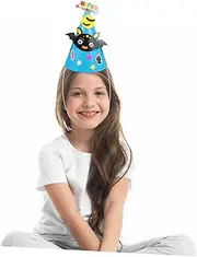 10pcs Halloween Cartoon Hat Caps Birthday Cone Hats Party Hats for Dwarf Hats Halloween Hat Craft Halloween Children Hat DIY Paper Hat Halloween DIY Halloween Party Sky-blue/1088