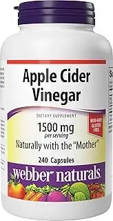 Webber Naturals Apple Cider Vinegar 1500mg, High Potency, 240 Capsules, Non-GMO and Gluten Free