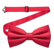 Solid Color Pre-tied Bow Tie Adjustable Bowtie for Men Red