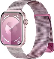 Rabini Women Men Metal Magnetic Bands Compatible with Apple Watch Band 38mm 40mm 41mm 42mm 44mm 45mm 49mm, Stainless Steel Mesh Adjustable Sport Strap Wristband iWatch Series 8 7 6 5 4 3 2 1 SE Ultra