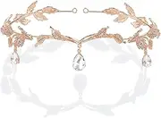 BABEYOND Crystal Leaf Wedding Headpiece Headband Bridal Bridesmaid Forehead Band Rhinestone Bridal Tiara Crown with Gift Box