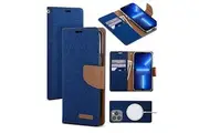 Mercury Goospery Canvas Diary Flip Case For Apple iPhone 14 Pro (6.1") - Blue