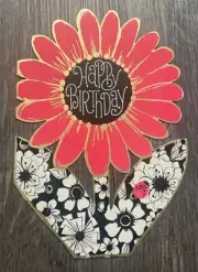 Vintage Hallmark Fashion Flair Happy Birthday Card Floral