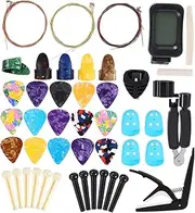 JOINPAYA Complete Guitar Maintenance Set 60pcs Tuner Capo Pick String Winder Nut Saddle Bridge Pin