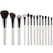 White 13-Piece Makeup Brush Set - Professional Eyeshadow, Concealer, Powder & Blush Brushes with Soft Fiber Bristles