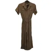 Dannii Minogue Petites Long Brown Jumpsuit with Belt Size 6 NEW