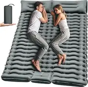 Yuzonc Double Camping Sleeping Pad, Inflatable Camping Pad Foot Press Ultralight 2 Person Camping Mat with Pillow for Camping Hiking Traveling Backpacking Tent - Gray