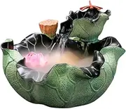 Tabletop Fountain Lucky Tabletop Fountain 3-Tier Resin Craft Desktop Fountain Lotus Leaf Tabletop Waterfall Waterscape Indoor,Outdoor Relieve Stress (Size : L-with Atomizer)
