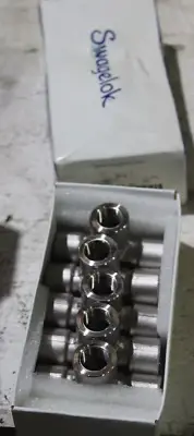 LOT 5 Swagelok Stainless Steel Pipe Tee Fitting, 3/8" Female NPT SS-6-T