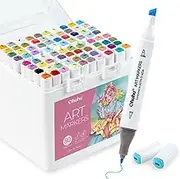 Ohuhu Markers, 80 Colors Dual Tip Alcohol Markers, Chisel & Fine Alcohol-based Art Marker Set for Adults Beginners Coloring Illustration Sketching, Great Value Pack for Students' Art Class -Manoa