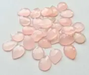 10x12mm Rose Chalcedony Rose Cut Pear Cabochon, Pink Faceted Flat Back Cabochons