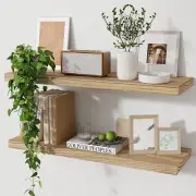 Wood Floating Shelves for Wall Set of 2 24 Inch Wide Rustic Wooden Floating S...
