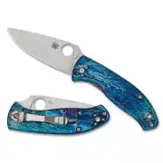 Spyderco Tenacious Frame Lock Knife D2 Silver Blade Disarray Titanium Handles