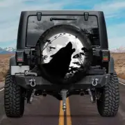 Howling Wolf Under The Moon Spare Tire Cover, Custom Tire Cover,Personalized Tir