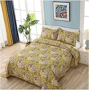 3-Piece Fine Floral Printed Lightweight Quilt Set 100% Cotton Soft Bedspread All-Season Coverlet 98x90inch Full/Queen Size with 2 Pillow Shams (Color : C, Size : Full/Queen 250x230cm-98x90)