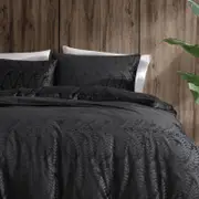 Ardor Boudoir King Rui Embossed Velvet Quilt Cover w/ Pillowcase Set - Black