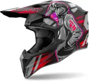 Airoh Wraaap Cyber Motocross Helmet, black-grey-red, Size S for Men Black Grey Red