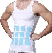 [Bodyassist] Men's Compression Tank Top, Body Shaper Slimming Vest, Abdomen Control Muscle Shirt, White
