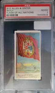 N10 PSA Allen and Ginter Cigarettes Sicily Flags of All Nations Good 14456506