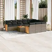 Garden Furniture Set for Patio, Outdoor Chairs, Table with Cushions, Small Space, Rattan Piece, Balcony - Grey Poly Rattan