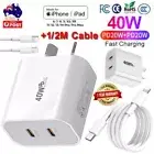 40W DUAL USB-C PD Fast Charging Wall Charger Power Adapter For iPhone 16 14 iPad