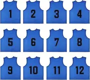 12 Pack Numbered（1-12） Scrimmage Vests/Sport Pinnies/Training Bibs for Basketball,Soccer, Volleyball and Baseball