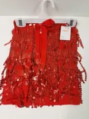 Claire's Belly Dance Sparkly Costume Sequin Tassel Fringe Hip RED