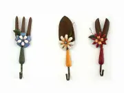 Wall Garden Tool Hook Set "Fork-Trowel-Clippers"