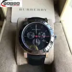 高端精品 BURBERRY戰馬手錶 BU9384黑色皮帶計時日曆石英男錶BU9382 BU