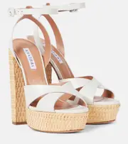 [Aquazzura] Aquazzura Sunseeker 140 leather platform sandals AU 10 white