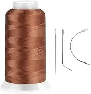 Beauty7 Hair Sewing Weaving Needles Thread Kit Polyester Thread 1200m for Hair Extensions Thread Kit with 3 Curved Needles Hair Extensions Thread Set for Sewing Wig Hair Extension Sewing Tools Brown