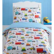 Bright Trucks Junior Duvet Cover Set Toddler Bedding Boys Nursery Cars Diggers