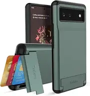 [Teelevo] Dual Layer Wallet Case for Google Pixel 6, Protective Case with 3-Card Storage for Google Pixel 6 - Dark Green