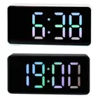Modern LED Mirror Alarm Clock USB Digital Electronic Clocks with Snooze Auto Dim