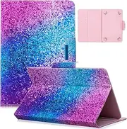 Universal Case for 7.5-8.5 inch Tablet, Dteck Pretty Cute Flip Stand Wallet Case with Card Slot PU Leather Protective Cover for iPad Mini,Kindle,Galaxy & Other 7.5-8.5 inch Tablet,Rainbow Sand