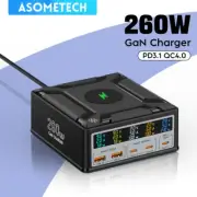 260W USB C GaN Charger QC3.0 PD3.1 140W USB Type C Fast Charger For Macbook Pro
